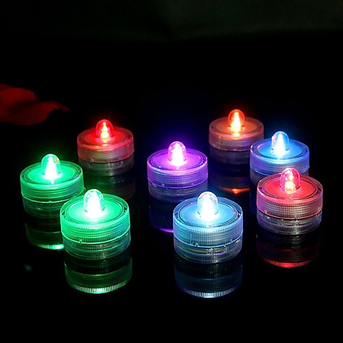 

10pcs LED Colorful Candle Round Waterproof Underwater Light Outdoor Battery Submersible Light For Wedding Tub Pond Pool Bathtub Aquarium Party Vase Decoration