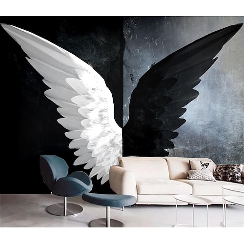 

Mural Wallpaper Wall Sticker Covering Print Adhesive Required Black White Wing Canvas Home Décor