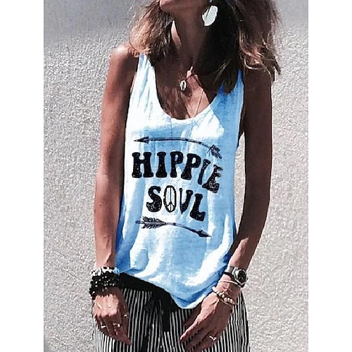 

casual sleeveless letter top