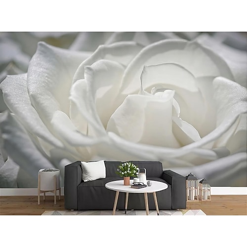 

Mural Wallpaper Wall Sticker Covering Print Peel and Stick Removable Rose White Floral Canvas Home Décor