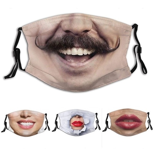 

Men's Face cover Cotton Streetwear Home Party Adults Funny Mouth Mask Reusable Anti Dust Mask Washable Mouth Protector 3D Print