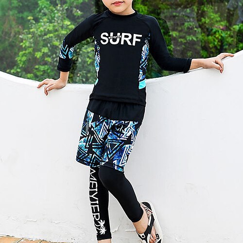 

Boys Rashguard Swimsuit Nylon Swimwear Bathing Suit UV Sun Protection UPF50 Breathable Stretchy Full Body 3-Piece - Swimming Surfing Water Sports Autumn / Fall Spring Summer / Quick Dry / Quick Dry
