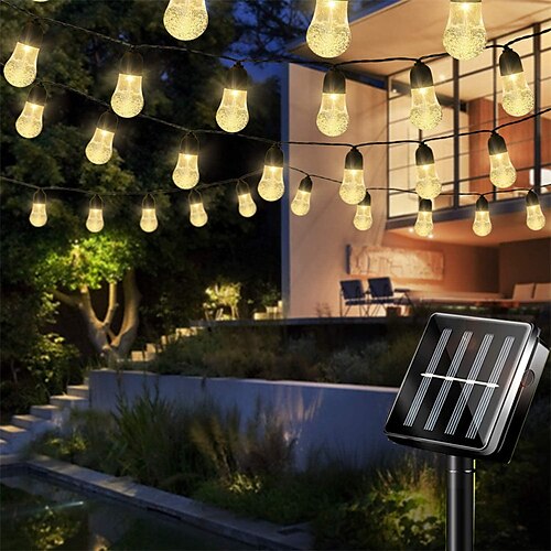 

Solar Outdoor String Lights 7M 6.5M 5M Outdoor Waterproof Bubble Bulb Fairy String Lights Garden Holiday Decoration Light For Bar Wedding Party Decoration