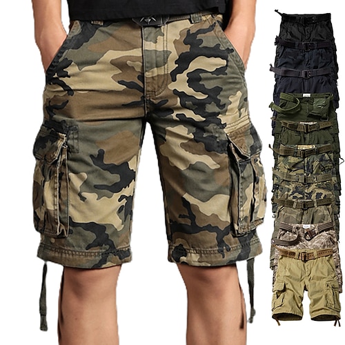 

AKARMY Men's Cargo Shorts Tactical Shorts Military Camo Summer Outdoor 10 Regular Fit Ripstop Multi Pockets Breathable Sweat wicking Cotton Knee Length Shorts Camouflage Blue Army Green