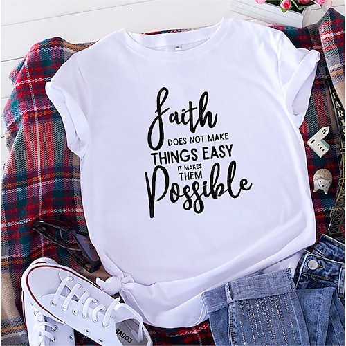 

magliette con stampa di lettere di fede da donna magliette grafiche a manica corta top nere grandi