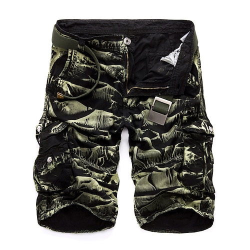 

Men's Cargo Shorts Multi Pocket Multiple Pockets Solid Color Camouflage Outdoor Sports Knee Length Casual Daily Cargo Athleisure ArmyGreen Yellow Inelastic