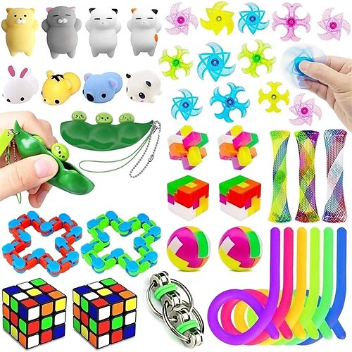 

35 Pack Anti-Anxiety Sensory Toys Set, Stress Relief Fidget Toys for Adults and ADHD Autism Boy Girl, Birthday Party Favors, Treasure Chest, Prize Box Toys, Carnival Prizes, Pinata Goodie Bag Fillers