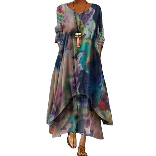 

robe longue Femme Printemps Bleu S M L XL XXL XXXL 4XL 5XL