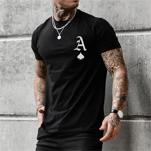 

Men's Unisex T shirt Tee Shirt Tee Letter Round Neck Black Print Zero two Plus Size Casual Short Sleeve Print Clothing Apparel Designer Muscle Big and Tall Esencial / Summer / Summer