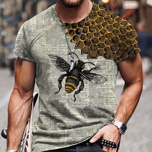 

Men's Plus Size T shirt Tee Big and Tall Graphic Round Neck Short Sleeve Summer Designer Casual Big and Tall Daily Holiday Tops / Polyester / Wet and Dry Cleaning / Bee