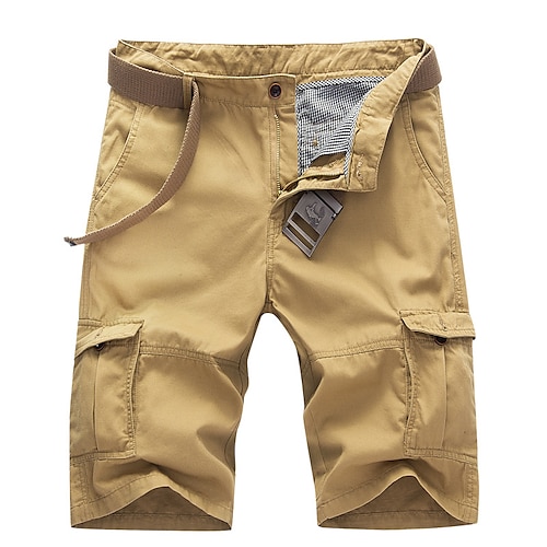 

Homens Bermuda Cargo Calção Shorts de Trilha Zíper Bolso multi Tecido Diário Feriado 100% Algodão Roupa de rua à moda Exército verde Preto Sem Elasticidade