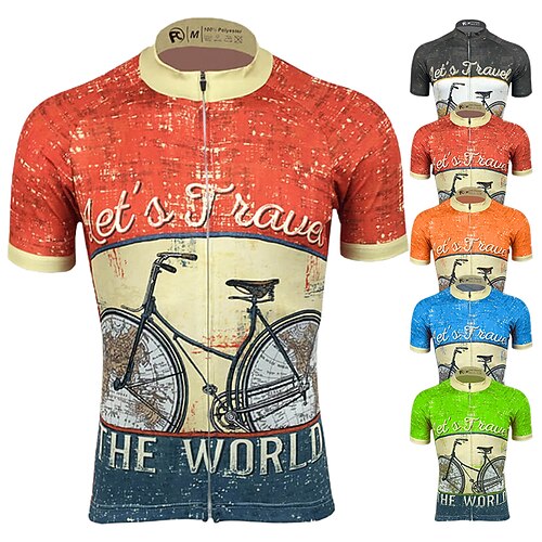 

21Grams Men's Cycling Jersey Short Sleeve Bike Jersey Top with 3 Rear Pockets Mountain Bike MTB Road Bike Cycling UV Resistant Breathable Quick Dry Reflective Strips Green Black Blue Polyester Spandex