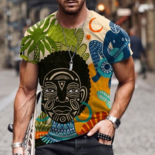 

Men's T shirt Tee Shirt Tee Skull Graphic Prints Human Round Neck Yellow Rainbow Gray 3D Print Daily Holiday Short Sleeve Print Clothing Apparel Designer Casual Big and Tall / Summer / Summer