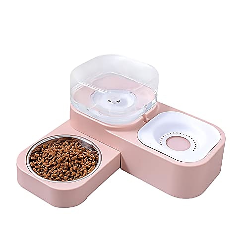 

2 In1 Pet Automatic Water Dispenser Raised Food Bowl Set, Durable & Detachable Stainless Steel Feeder Bowl, No Spill 1.5l Waterer Tank & Dish For Cat, Small Dog, Puppy Rabbit
