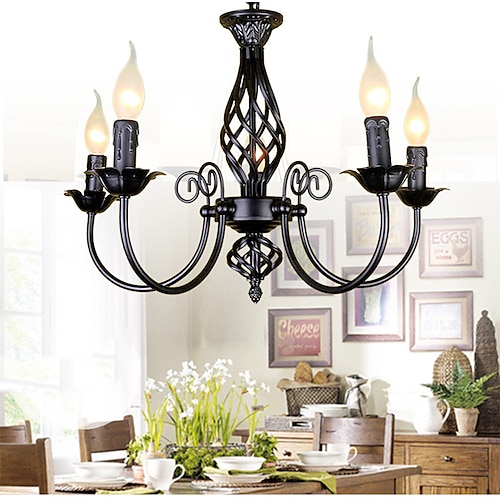 

Chandelier Metal Vintage Style Candle Style Black White Classic Basic Painted Finishes Traditional Classic Country 5 6 8 heads 220-240V 110-120V