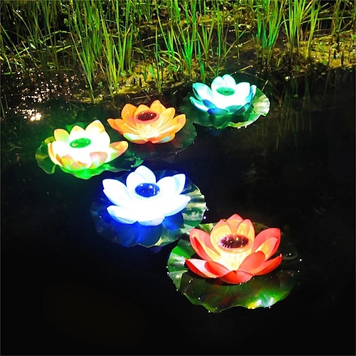 

Solar Lights Outdoor Underwater Light IP68 Solar Powered Outdoor Lamp Lotus Flower Shape Pond Lantern Light Floating Led Festival Outdoor Waterproof Garden Decorative Colorful Lighting Lamp