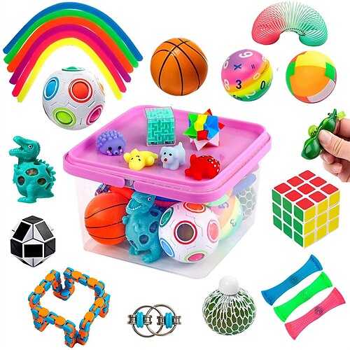 

Sensory Fidget Toys Set, Fidget Sensory Toys Bundle for Boy Girl Autism, ADHD, Adults Anxiety Stress Relief Kit with Stress Balls, Squishy, Stretchy String, Puzzle Balls Variety 27 Pack