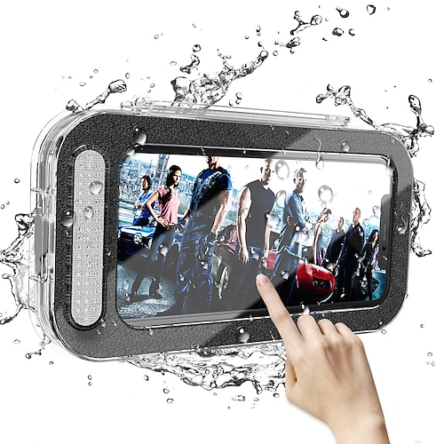 

Phone Waterproof Holder Bathroom Home Wall Case Stand Box Self-adhesive Touch Screen Shell Shower Sealing Storage