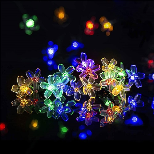 

LED Solar Outdoor String Lights 7M-50LEDs 12M-100LEDs Garden Decor Fairy Lights Outdoor Waterproof 8 Modes Hanging Flower Solar Powered String Lights for Christmas Tree Patio Fence Wedding Decor