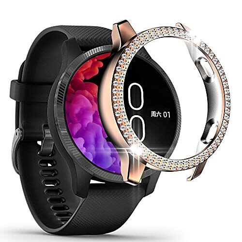 

screen protector case compatible with garmin venuultra-thin soft tpu bling rhinestones diamonds case full cover protective shell smartwatch accessories for garmin venu(rosegold)