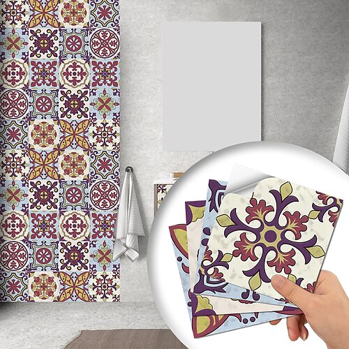 

10 PCS European Style Hard Tile Self-adhesive Paper Topkapi Kitchen Oil-proof And Waterproof Removable Wall Stickers