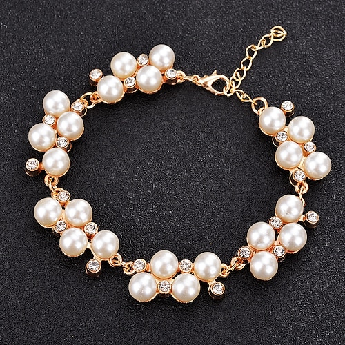 

pearl bracelet vintage fashion jewelry golden rhinestone pearl bracelet