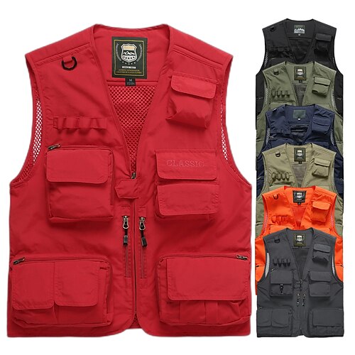 

Men's Fishing Vest Hiking Vest Sleeveless Vest / Gilet Top Outdoor Windproof Quick Dry Lightweight Breathable Autumn / Fall Spring Nylon Polyester Navy Gray khaki Fishing Climbing Camping / Hiking