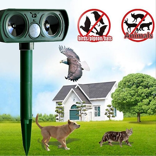 

Outdoor Solar Ultrasonic Pest Repeller Animal Bird Cat Dog Repellent Lamp Outdoor Patio Garden Pest Deterrent