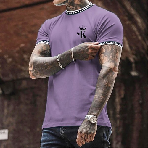 

Men's T shirt Tee Shirt Tee Graphic Poker Crew Neck Green Purple Pink Plus Size Casual Holiday Short Sleeve Clothing Apparel Designer Muscle Slim Fit Big and Tall