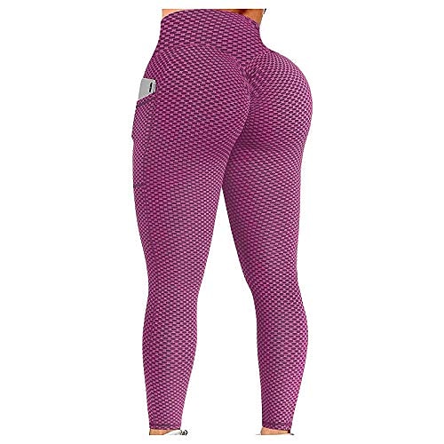 

tik tok leggings plus size, women's textured booty yoga pants high waist ruched butt lifting tummy control yoga tights