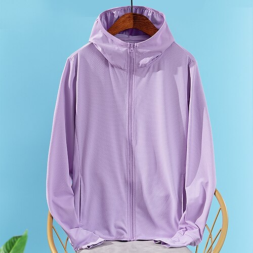 

Women's UPF 50 UV Sun Protection Zip Up Hoodie Long Sleeve Fishing Running Hiking Jacket Windbreaker Summer Outdoor Ultra Light (UL) Ultraviolet Resistant Outerwear Coat Top Full Zipper