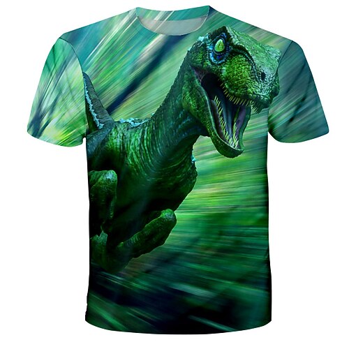 

Kids Boys T shirt Animal 3D Print Short Sleeve Active 4-12 Years Summer Green