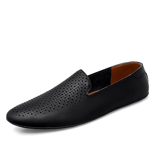 

Herre En pedal Komfort Loafers Britiske stil rutete sko Komfort Sko Fritid Britisk Daglig Lær Svart Brun Grå Vår Sommer