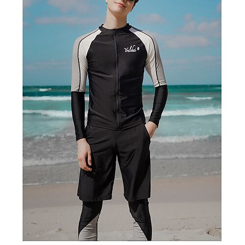 

Men's Rashguard Swimsuit Spandex Swimwear Bathing Suit UV Sun Protection UPF50 Breathable Stretchy Full Body 3-Piece Front Zip - Swimming Surfing Water Sports Autumn / Fall Spring Summer / Quick Dry