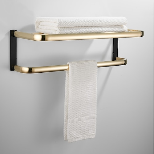 

Towel Bar Multifunction Bathroom Shelf Multilayer Brass Material Double