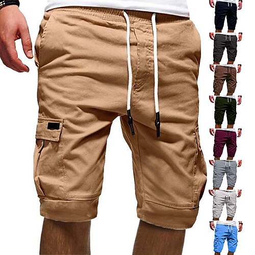 

Men's Hiking Shorts Hiking Cargo Shorts Drawstring Military Summer Outdoor 12 Loose Ripstop Quick Dry Multi Pockets Knee Length Casual Elastic Waist Relaxed Cotton Shorts Bottoms White Army Green