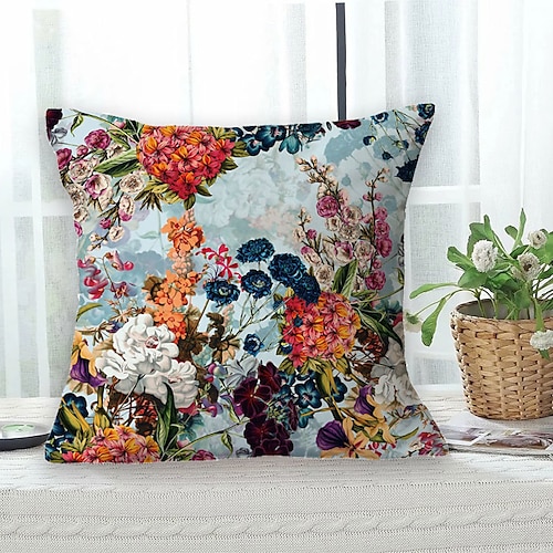 

Floral Double Side Cushion Cover 1PC Soft Decorative Square Throw Pillow Cover Cushion Case Pillowcase for Bedroom Livingroom Superior Quality Machine Washable Outdoor Cushion for Sofa Couch Bed Chair