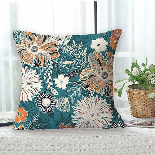 

Floral Double Side Cushion Cover 1PC Soft Decorative Square Throw Pillow Cover Cushion Case Pillowcase for Bedroom Livingroom Superior Quality Machine Washable Outdoor Cushion for Sofa Couch Bed Chair Garden Theme