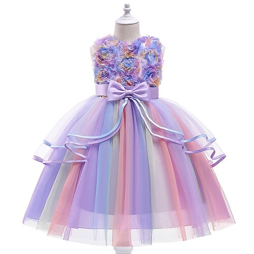 

Fairytale Princess Unicorn Flower Girl Dress Tulle Dresses Tutus Girls' Movie Cosplay Cosplay Halloween Rosy Pink Purple Dress Halloween Carnival Masquerade Polyester