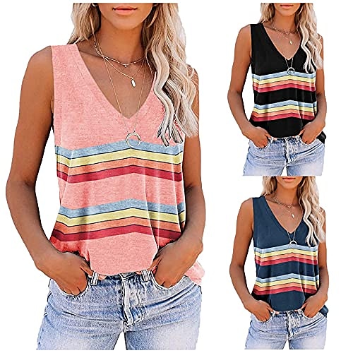 

summer women rainbow tshirt tops sexy v neck loose fit tank tops trendy casual short sleeve/sleeveless tunic tees