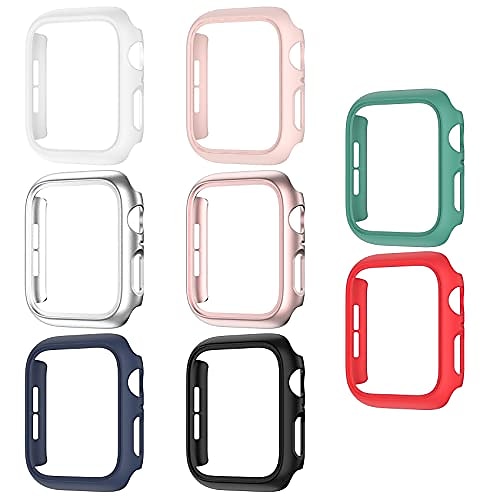 

8 Pack Case for Apple Watch 45mm 44mm 42mm 41mm 40mm 38mm Series 8 7 6 5 4 3 2 1 SE Hard PC Bumper Frame Matte Shockproof Cover All-around Protective Case for Apple iWatch