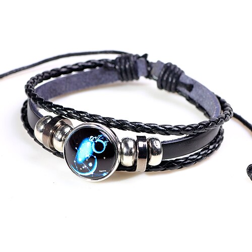

12 constellation leather bracelet retro starry sky bracelet, woven bracelet, constellation bracelet