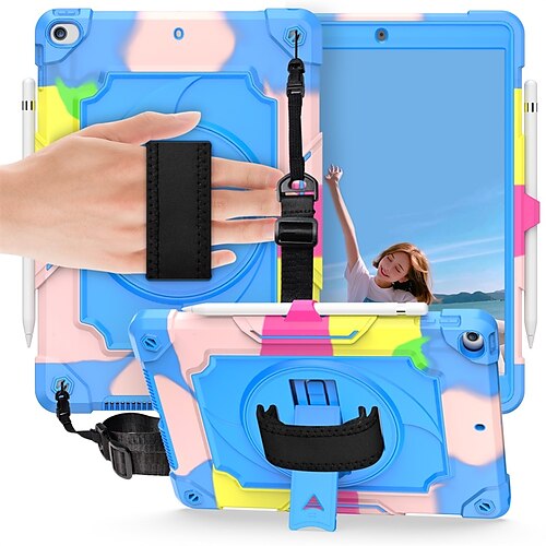 

Tablet Case Cover For Apple iPad 10.2'' 9th 8th 7th iPad Pro 12.9'' iPad Air 4th 3rd iPad mini 6th iPad Pro 11'' 360° Rotation With Stand Pencil Holder Shoulder Strap Solid Colored TPU