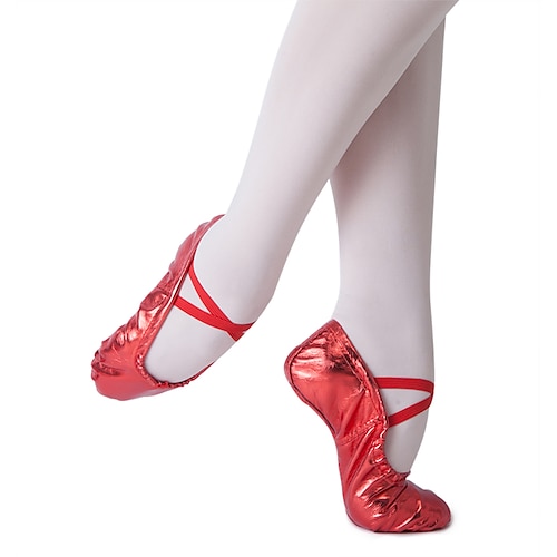 

Girls' Ballet Shoes Practice Trainning Dance Shoes Red Ballet Pumps Training Performance Practice Professional Flat Heel Round Toe Gold Red Silver Elastic Band Slip-on Kid's