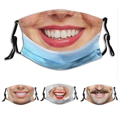 

Men's Face cover Cotton Streetwear Home Party Adults Funny Mouth Mask Reusable Anti Dust Mask Washable Mouth Protector 3D Print