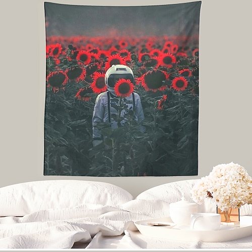 

Floral Astronaut Wall Tapestry Art Decor Blanket Curtain Hanging Home Bedroom Living Room Decoration