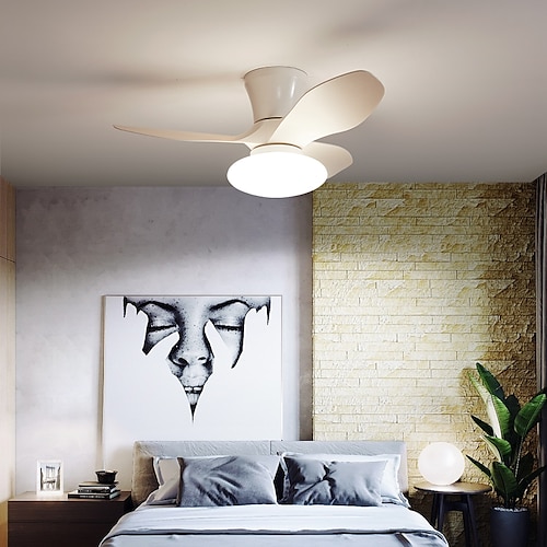 

80 cm LED Ceiling Fan Light Modern Black White Dimmable ABS Artistic Vintage Modern Style Painted Finishes Nature Inspired 220-240V 110-120V