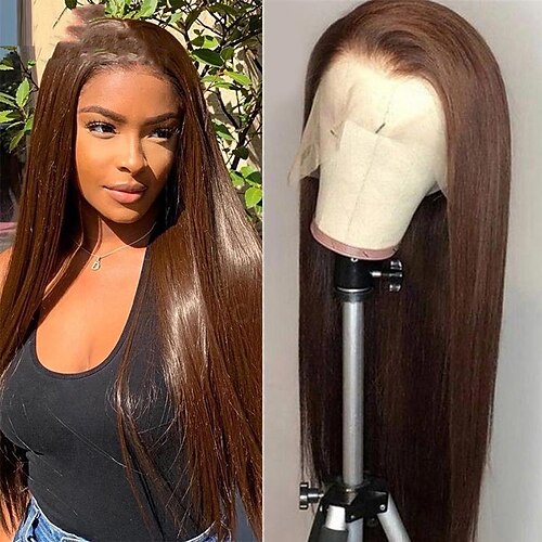 

13x4 Lace Front Human Hair Wigs Brazilian Wigs 180% Straight Brown Color Lace Frontal Wigs For Black Women PrePlucked Human Hair