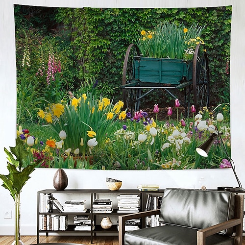 

Landscape Floral Wall Tapestry Art Decor Blanket Curtain Hanging Home Bedroom Living Room Decoration Polyester Garden