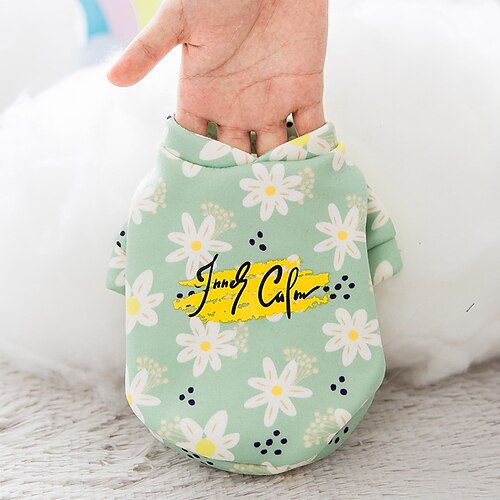 

Dog Sweatshirts Sweatshirt Daisy Floral For Indoor and Outdoor Use Casual / Daily Outdoor Winter Dog Clothes Puppy Clothes Dog Outfits Warm Green Sweatshirts